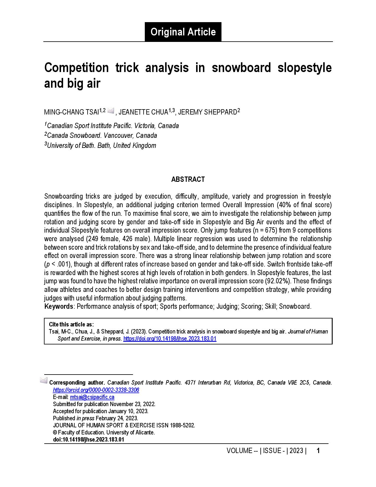 Competition trick analysis in snowboard slopestyle and big air